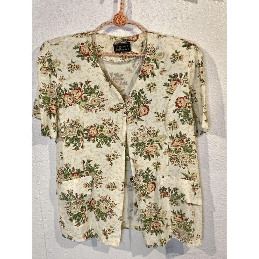 80s Vintage Positive Plus Size 24 Influence Blouse with Buttons
